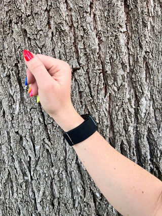 Jet Black Adjustable Elastic Watch Band