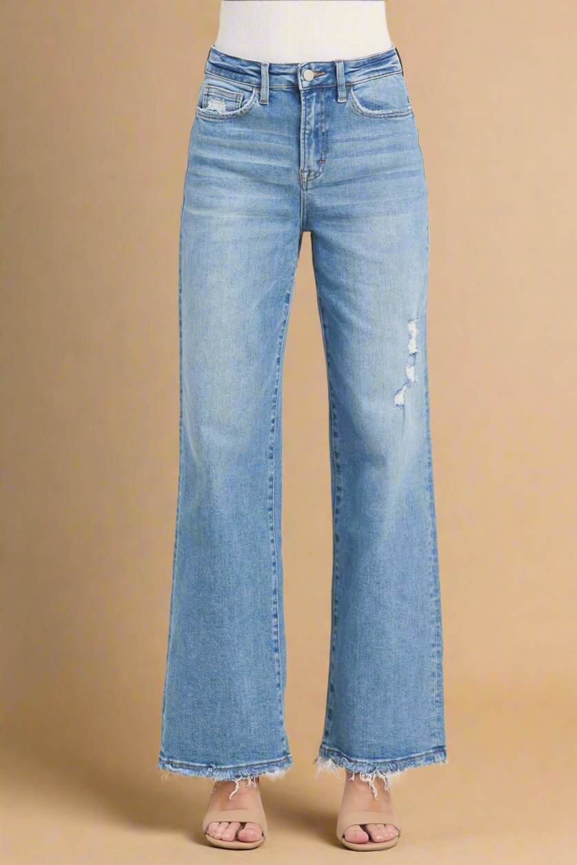 High Rise and Grind Wide Leg Jeans - Angie's Strength High Rise and Grind Wide Leg Jeans - Angie's Strength