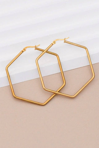 Hexagon Hoop Waterproof Earrings - 7151
