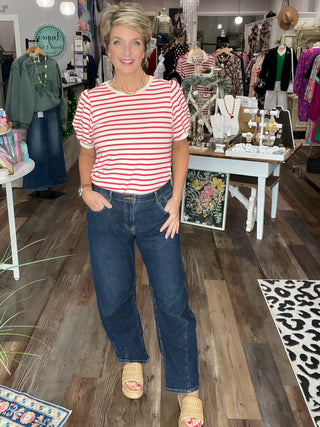 Classic Stripe Puff Sleeve Top