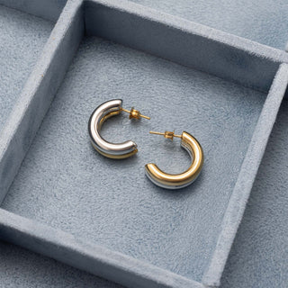 Mixed Metal Statement Huggie Earrings