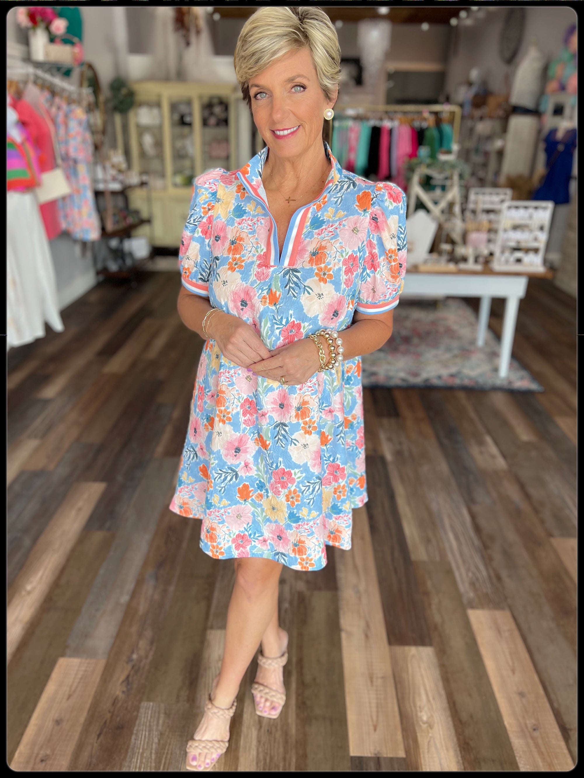 Fresh Flowers High Neck Dress