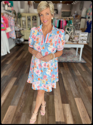 Fresh Flowers High Neck Dress