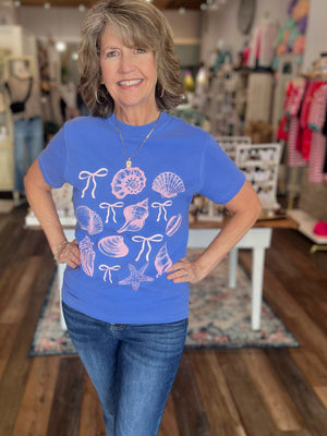 Seashell Coquette Flo Blue Graphic Tee
