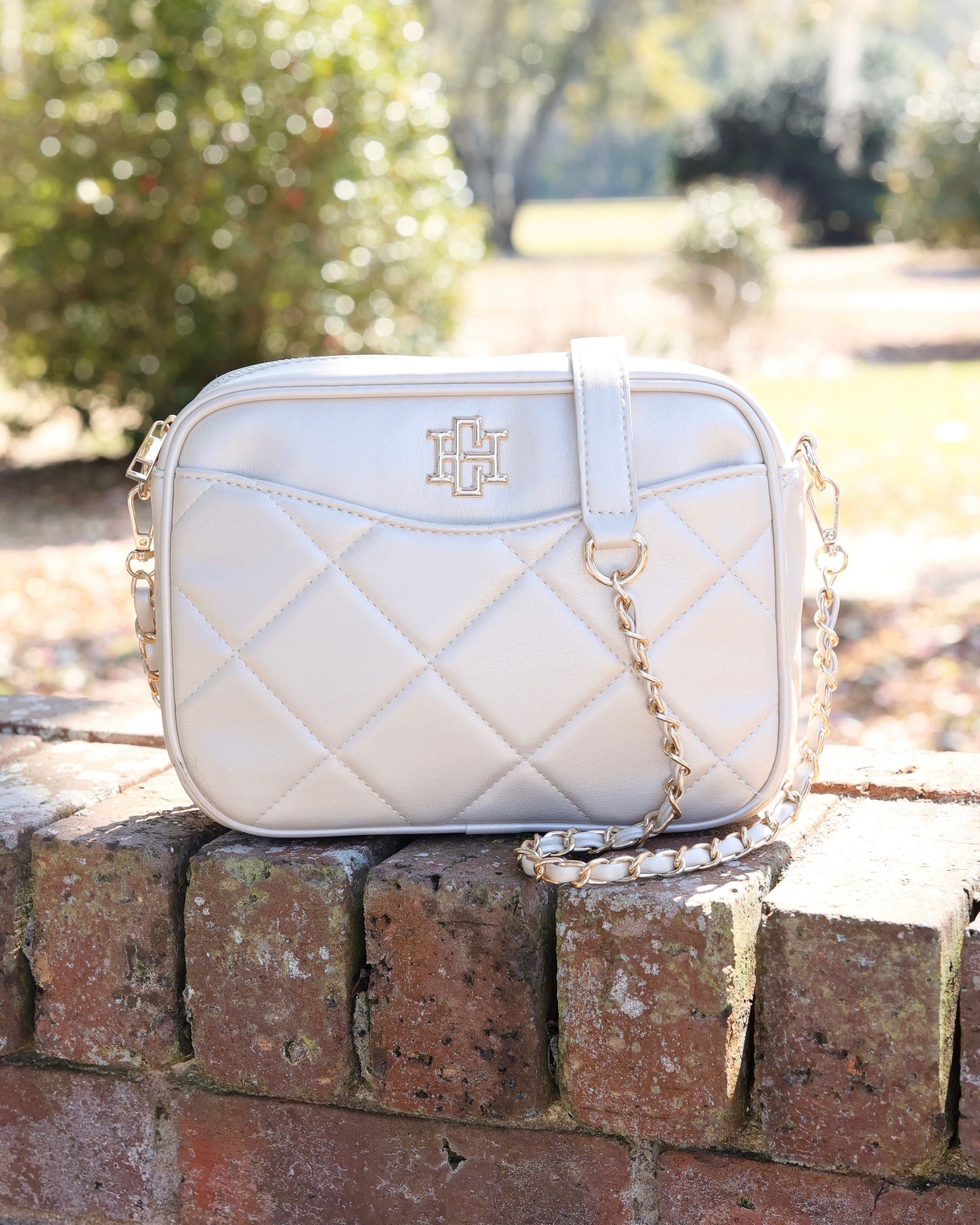 Fiona Quilted Crossbody in Pearl