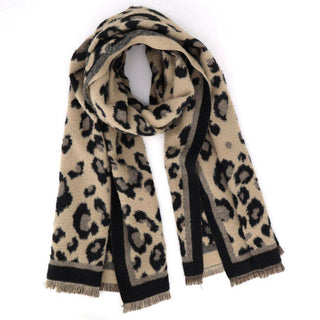Two Tone Leopard Print Reversible Scarf Wrap