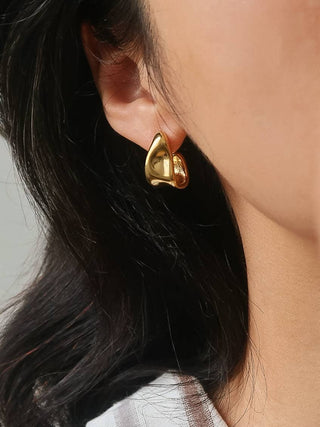 Ninelle 18K Gold Non-Tarnish Sculpted Wave Hoop Earrings