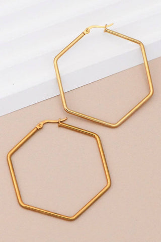 Hexagon Hoop Waterproof Earrings - 7151