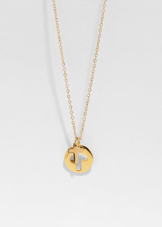 Stainless Steel Cutout 2 Piece Cross Necklace