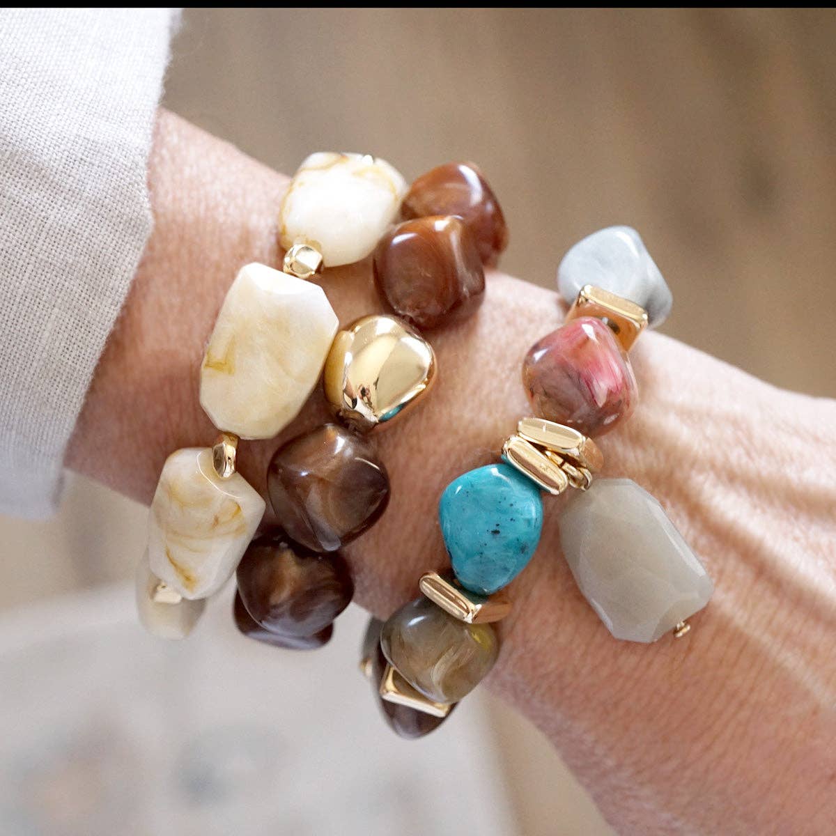 Boho Harmony – Chunky Acrylic Stretchy Bracelets