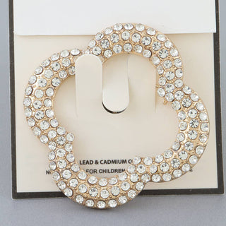 Jeweled Open Clover Brooch