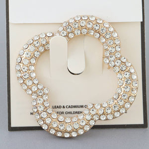 Jeweled Open Clover Brooch