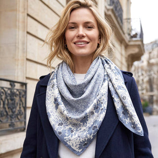 Silk Feel Vintage Floral Pattern Print Square Scarf