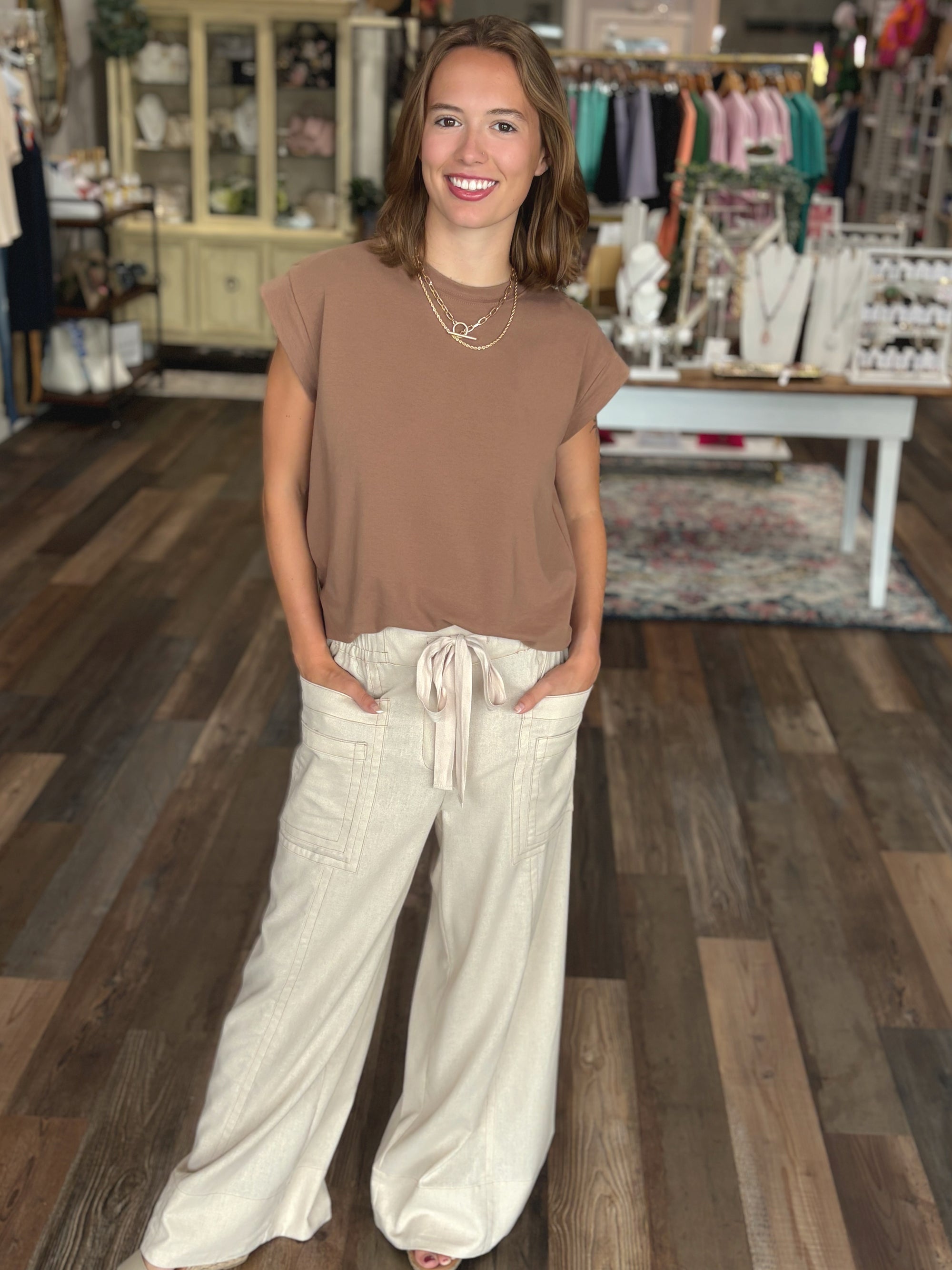 Dark Mocha Rolled Sleeve Knit Top – Made in the USA