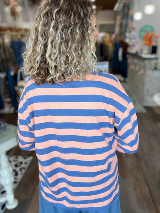 Oversized Stripes Rugby Polo Top