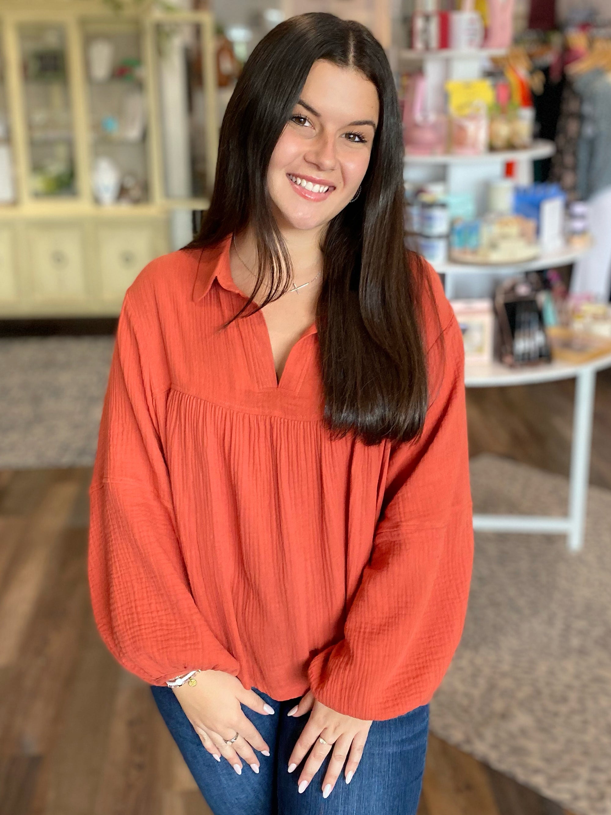 Autumn Cotton Gauze Top