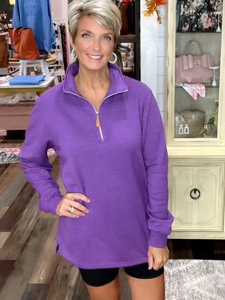Miley Zipperd Pull Over In Purple or Red