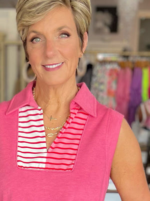 Everyday Dress in Red Color Block