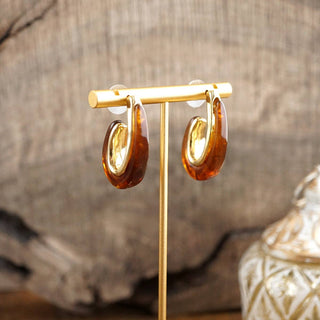 Golden Ember – Sculptural Acrylic Hoop Earrings