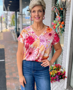 Sunset Bloom Short Sleeve Top