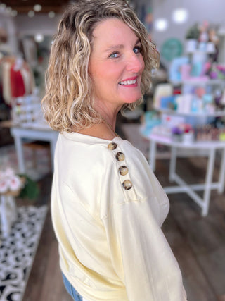 Buttoned Ease French Terry Top