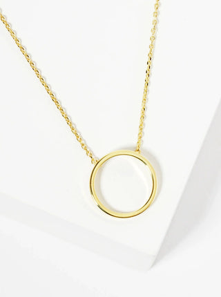 18K Gold Dipped Wire Circle Pendant Necklace