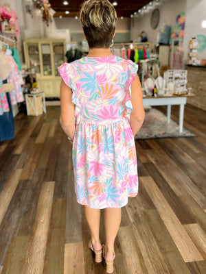 Walk in the Garden Pastel Floral Print Dress