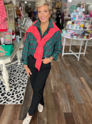 Pretty in Plaid Button Down Shirt in Green