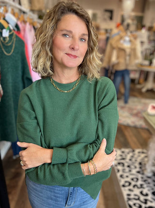 Long Sleeve Round Neck Layering Top –  Black or Green