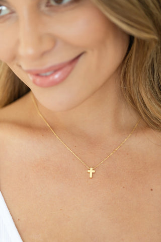 Simple Cross Necklace in Gold or Silver