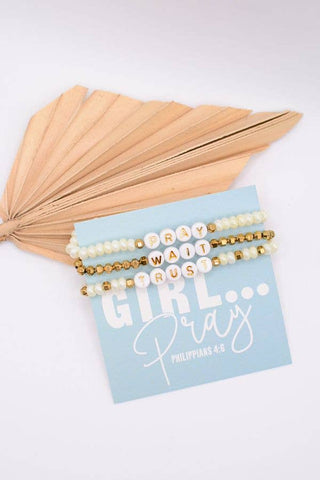 Pray Wait Trust Bracelet Set – Christian Faith Gift