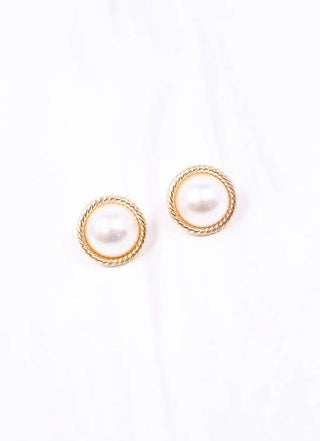 Gosling Pearl Stud Earrings in Gold