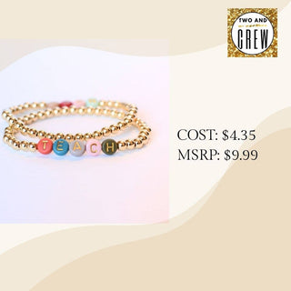 TEACH Letter Gold Bead Bracelet – Thank you teacher Jewelry