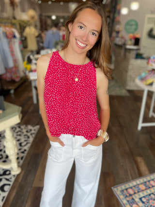 Polka Dot Sleeveless Blouse in