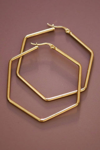 Hexagon Hoop Waterproof Earrings - 7151