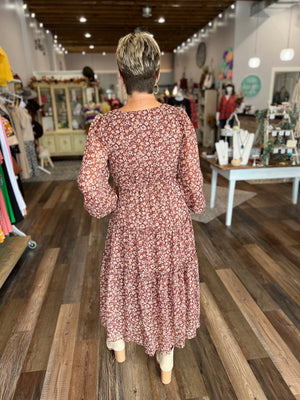 Fall Floral Surplice Maxi Dress
