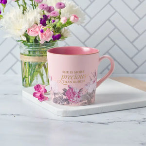 More Precious Than Rubies Floral Mug