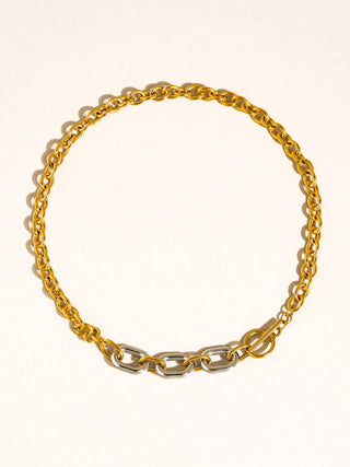 Lurette 18K Gold Non-Tarnish Two Tone Chain Necklace