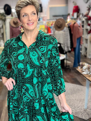 Paisley Tiered Midi Dress