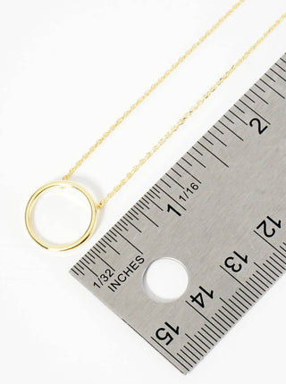18K Gold Dipped Wire Circle Pendant Necklace