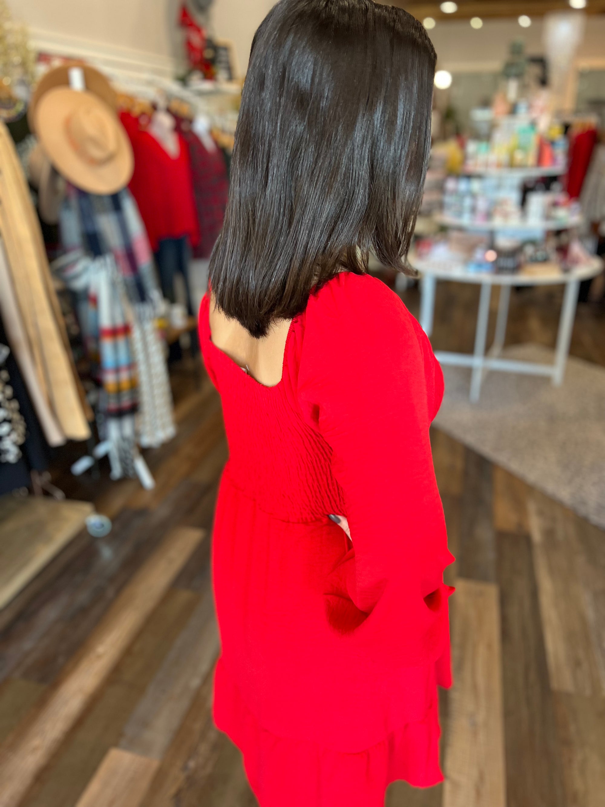 Lady in Red Smock Detail Dress