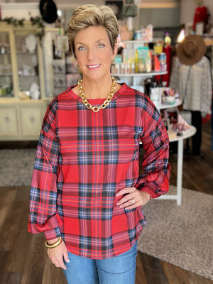 Holiday Cheer Plaid Top