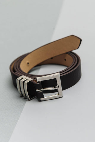 Square Buckle Belt - Dark Brown