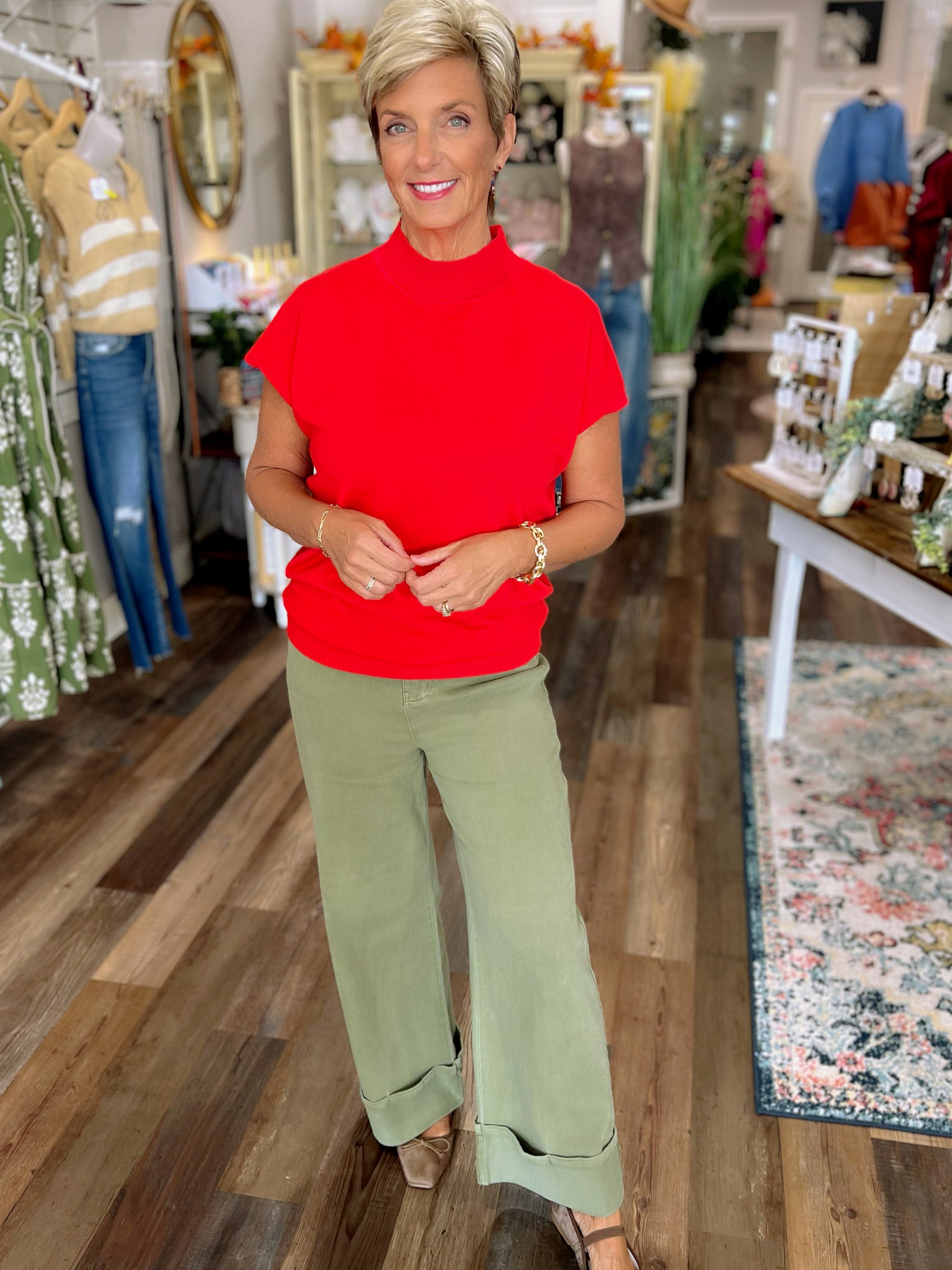 The Effortless Edge Sweater in Red or Black