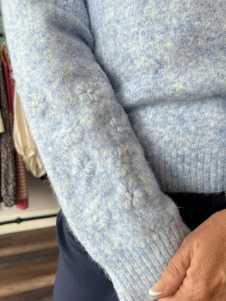 Frosted Blooms Sweater in Blue