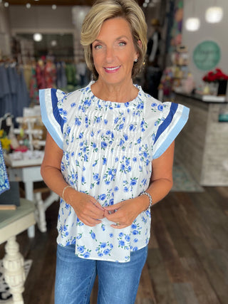 Blue Skies and Blooms Top