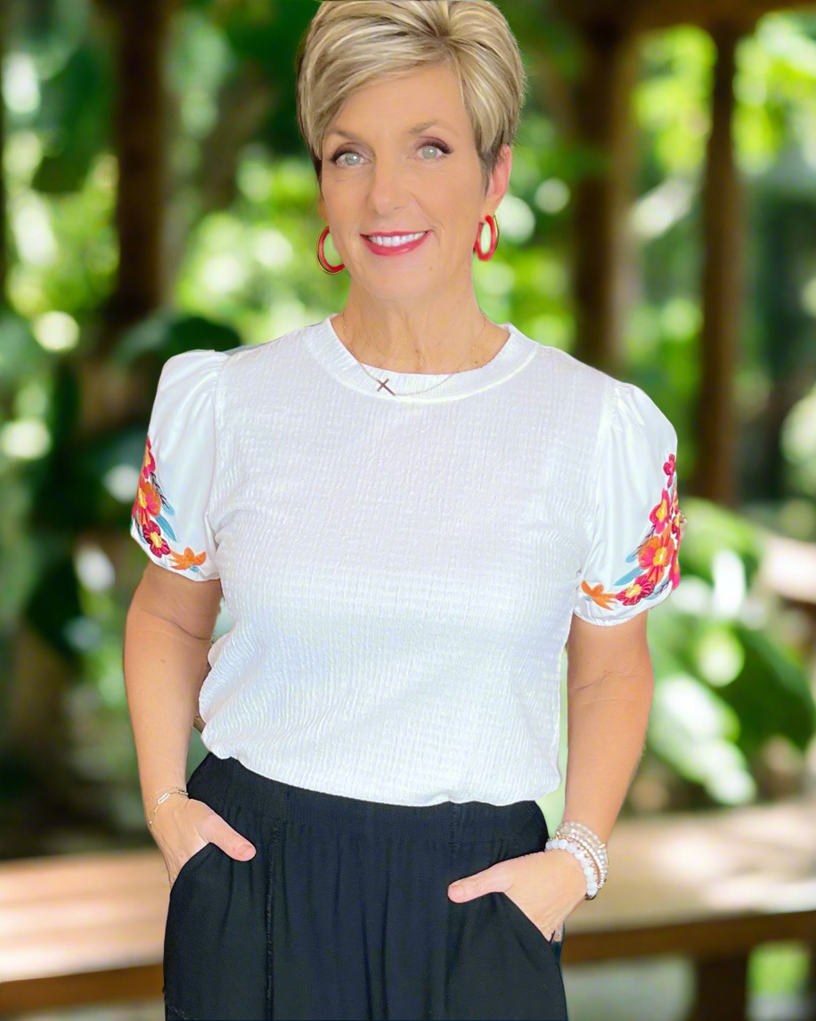 White Sands Embroidered Top
