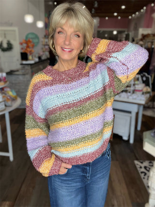 Knit Sweater Multi Color Pullover