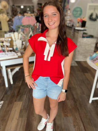 Sporty Chic Zip Lounge Set in Red