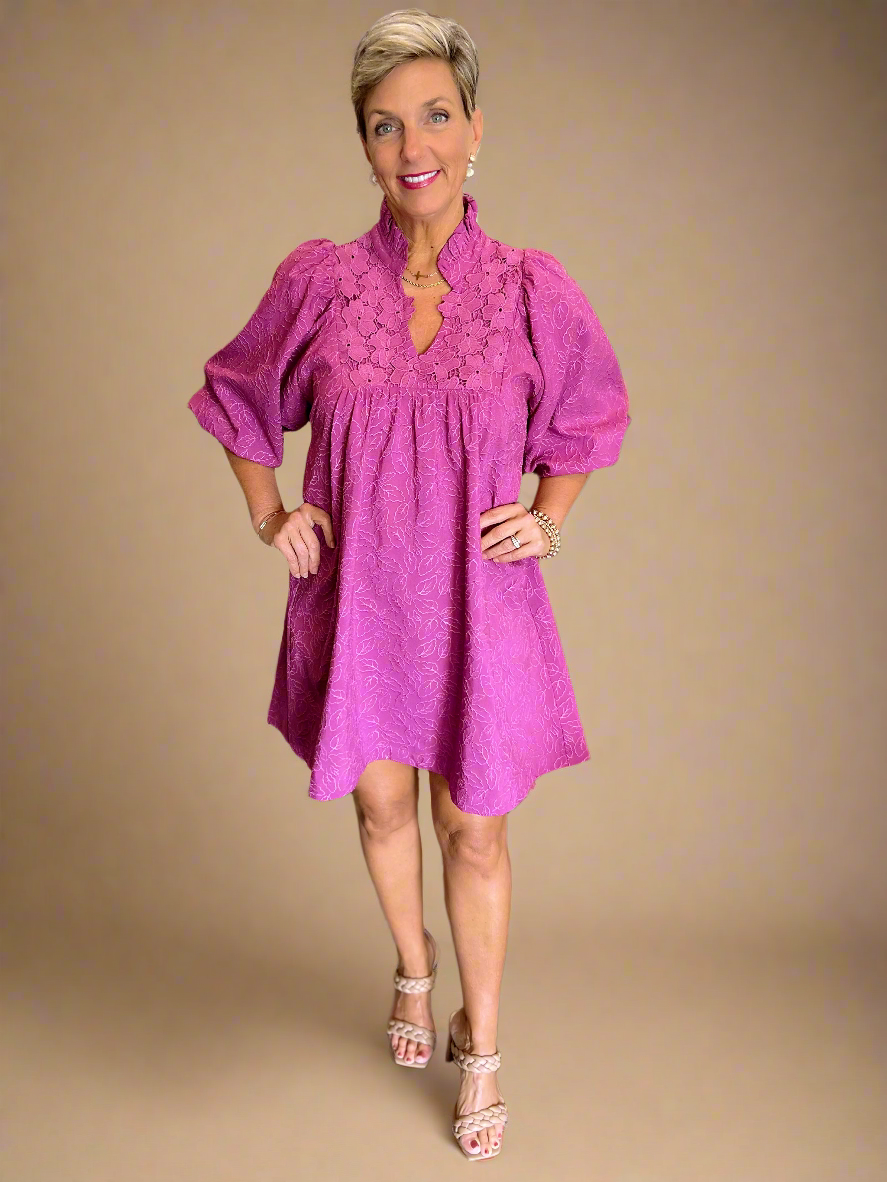 Floral Lace Contrast Dress